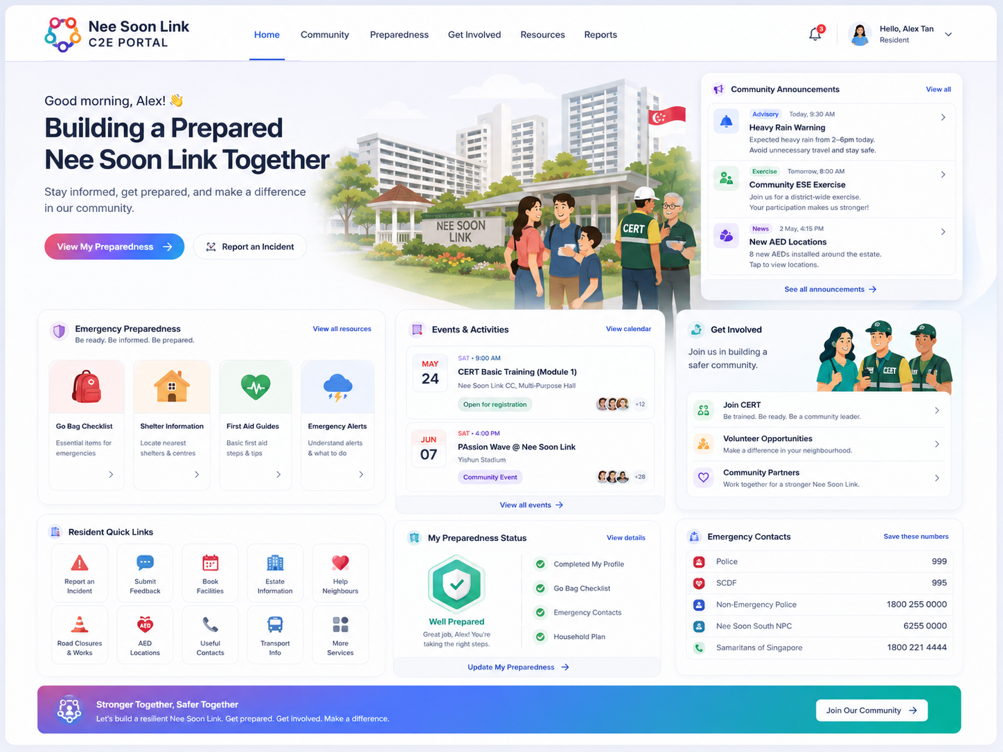 Existing portfolio visual for the Nee Soon Link C2E community portal
